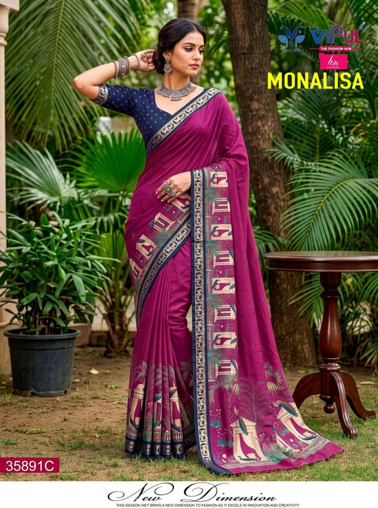 Vipul Fashion Monalisa 35891 Colors Mul Cotton Saree