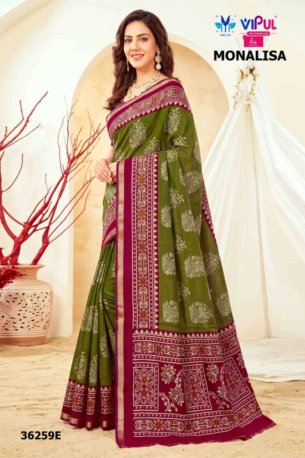 Vipul Fashion Monalisa 36259 Colors Liva Mal Cotton Saree