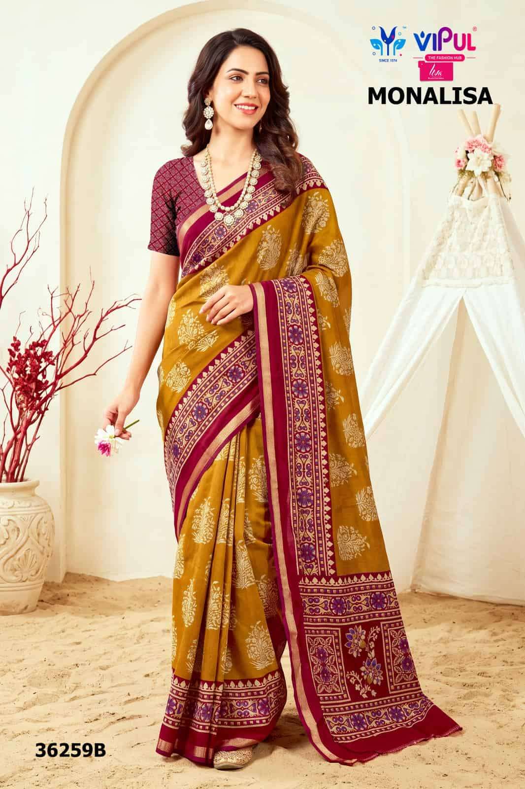 Vipul Fashion Monalisa 36259 Colors Liva Mal Cotton Saree