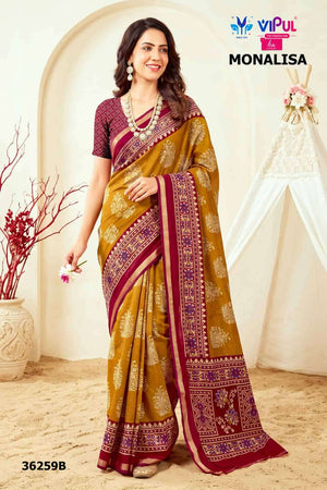 Vipul Fashion Monalisa 36259 Colors Liva Mal Cotton Saree