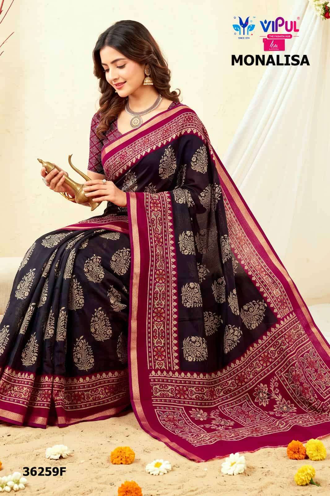 Vipul Fashion Monalisa 36259 Colors Liva Mal Cotton Saree