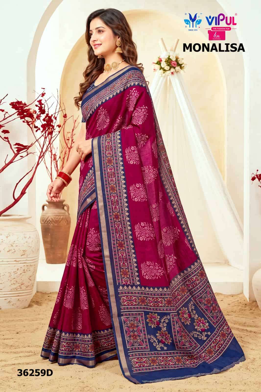 Vipul Fashion Monalisa 36259 Colors Liva Mal Cotton Saree