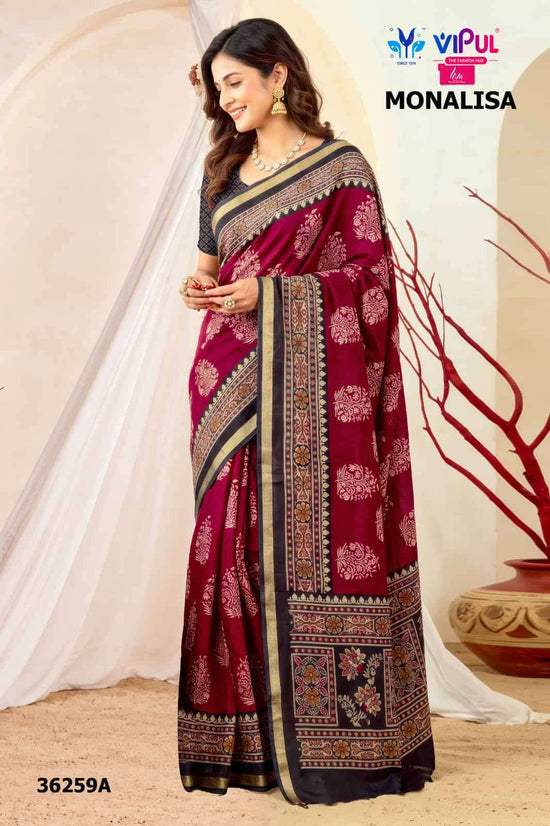 Vipul Fashion Monalisa 36259 Colors Liva Mal Cotton Saree