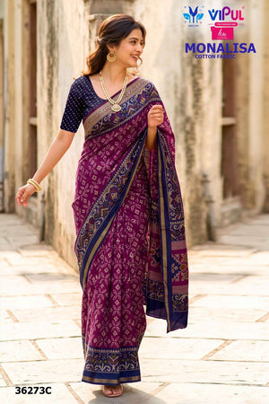 Vipul Monalisa 36273 Liva Mal Cotton Saree Wholesale