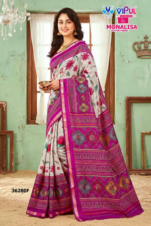 Vipul Fashion Monalisa 36280 Colors Liva Mal Cotton Saree