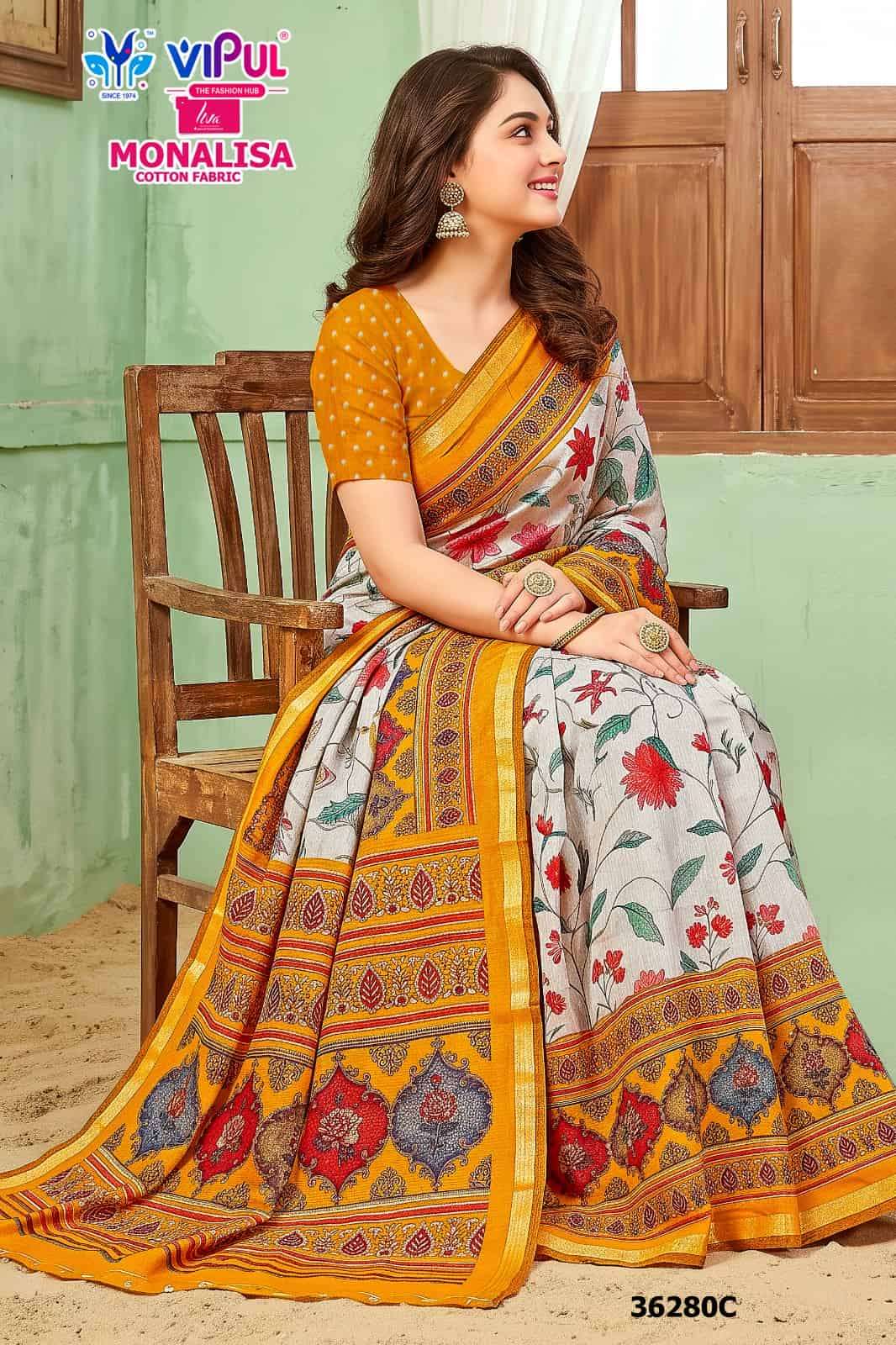 Vipul Fashion Monalisa 36280 Colors Liva Mal Cotton Saree