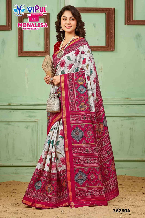 Vipul Fashion Monalisa 36280 Colors Liva Mal Cotton Saree