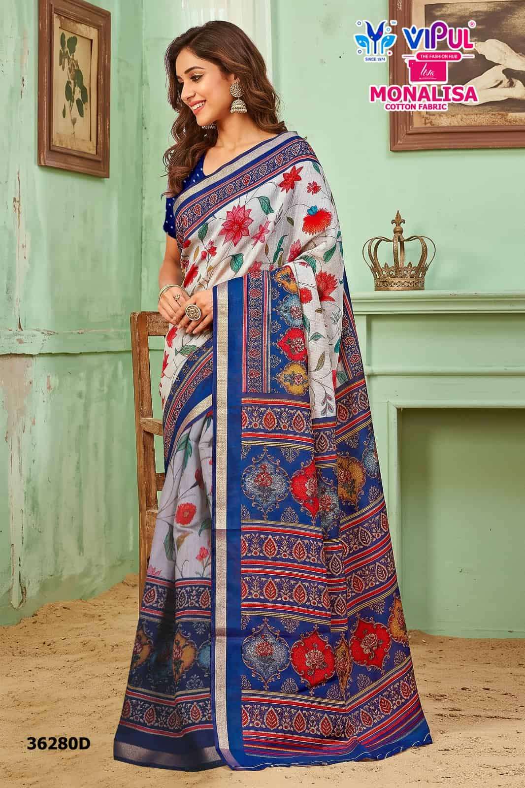 Vipul Fashion Monalisa 36280 Colors Liva Mal Cotton Saree