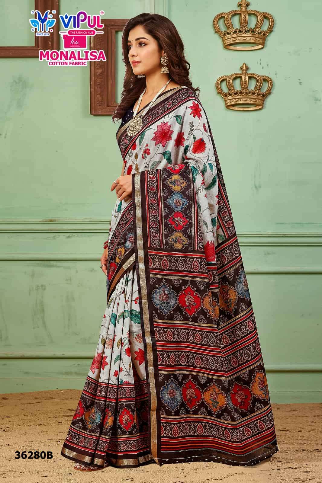 Vipul Fashion Monalisa 36280 Colors Liva Mal Cotton Saree