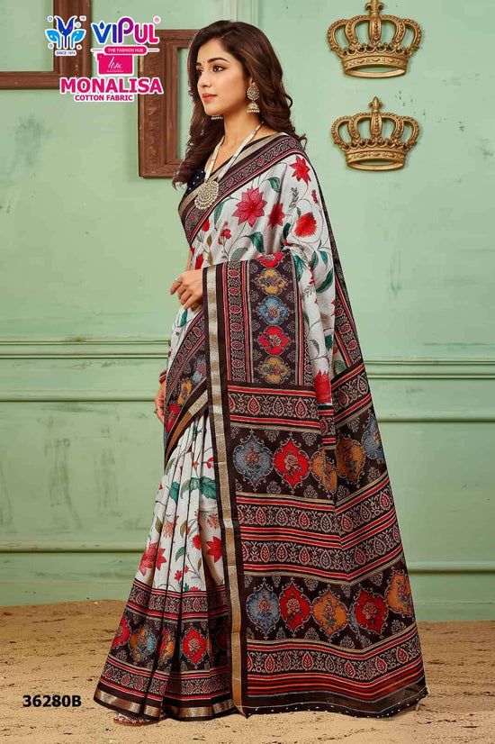 Vipul Fashion Monalisa 36280 Colors Liva Mal Cotton Saree