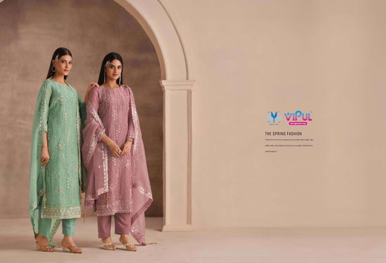 Vipul Fashion Reehana Dolomite Organza Designer Dress Material - Amrah Wholesale