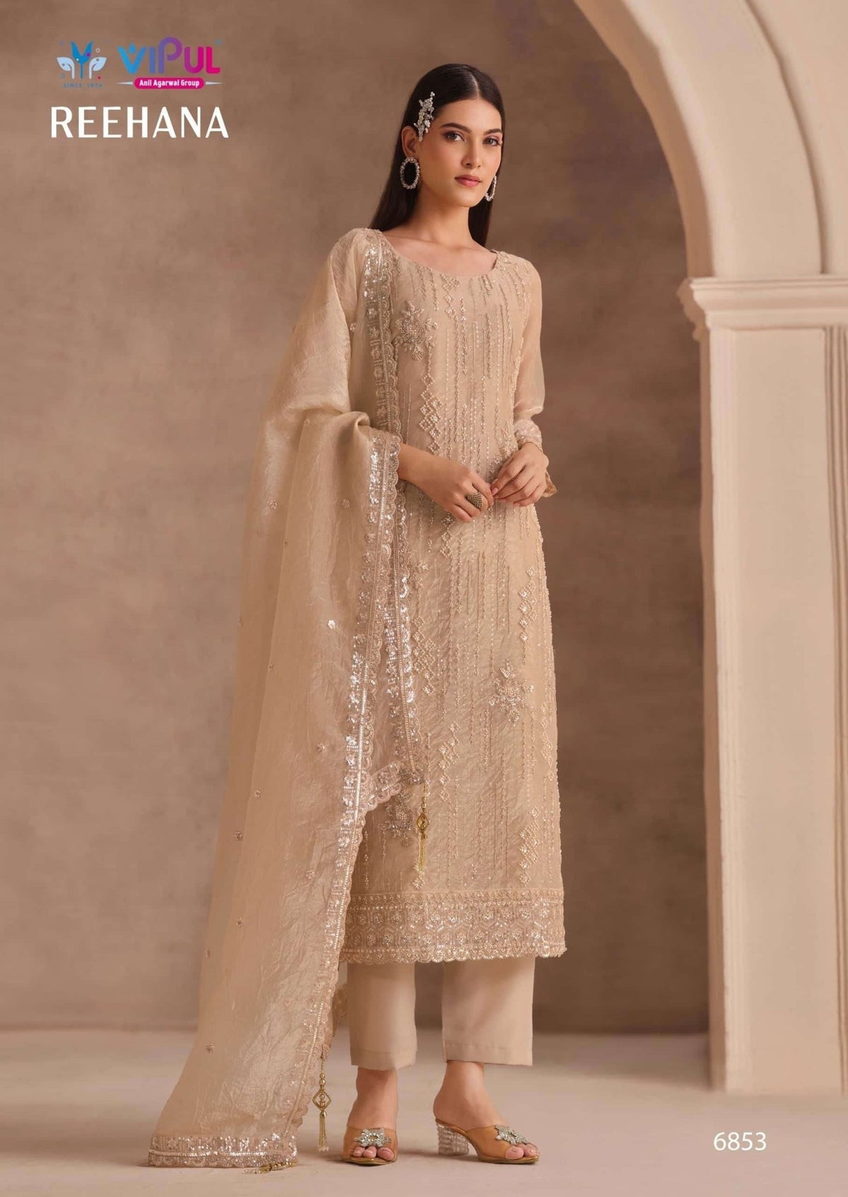 Vipul Fashion Reehana Dolomite Organza Designer Dress Material - Amrah Wholesale