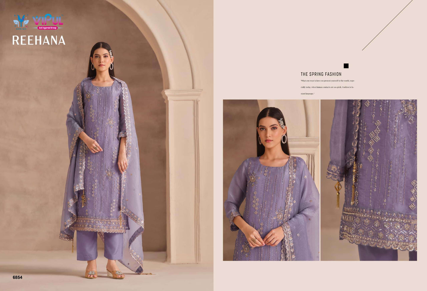 Vipul Fashion Reehana Dolomite Organza Designer Dress Material