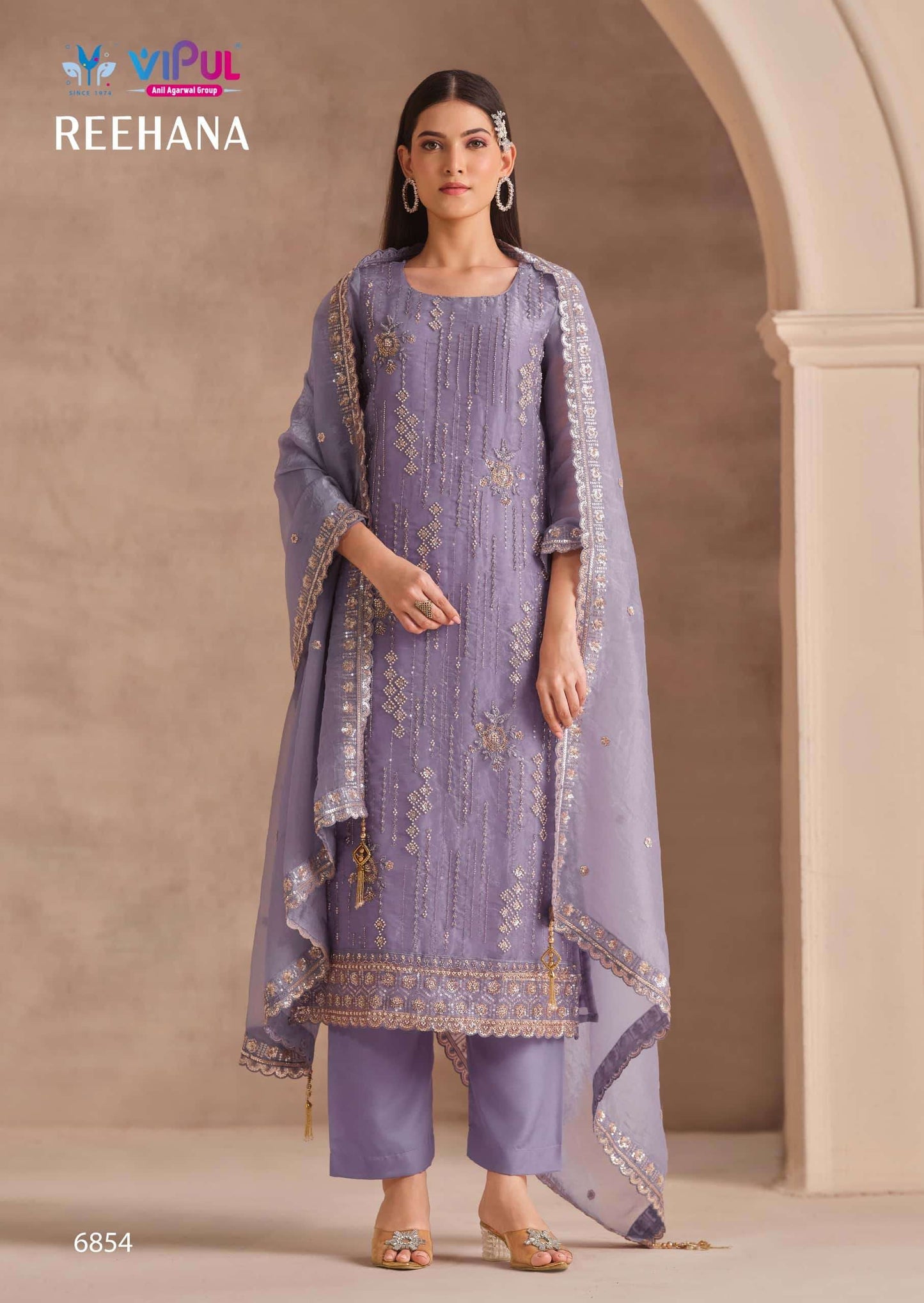 Vipul Fashion Reehana Dolomite Organza Designer Dress Material