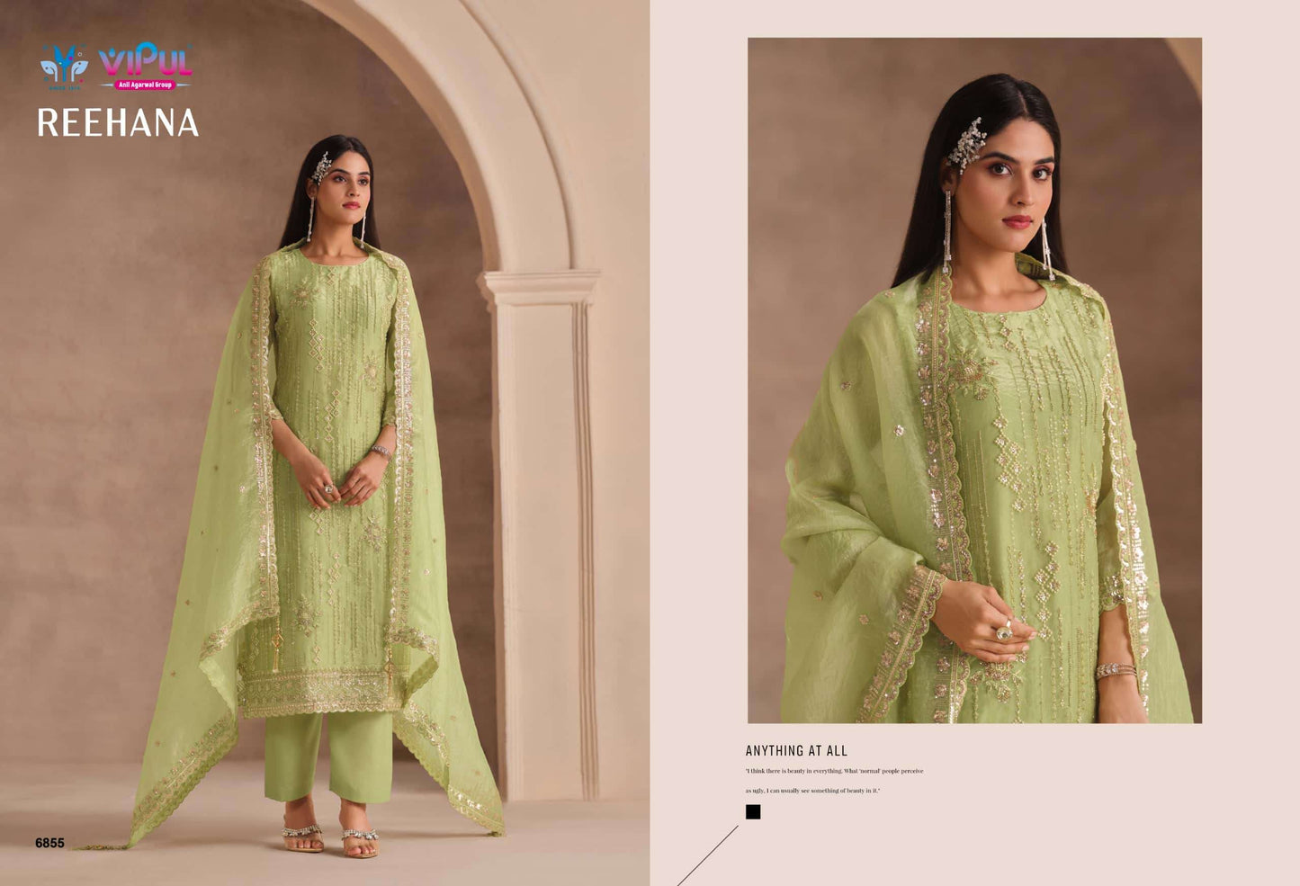 Vipul Fashion Reehana Dolomite Organza Designer Dress Material