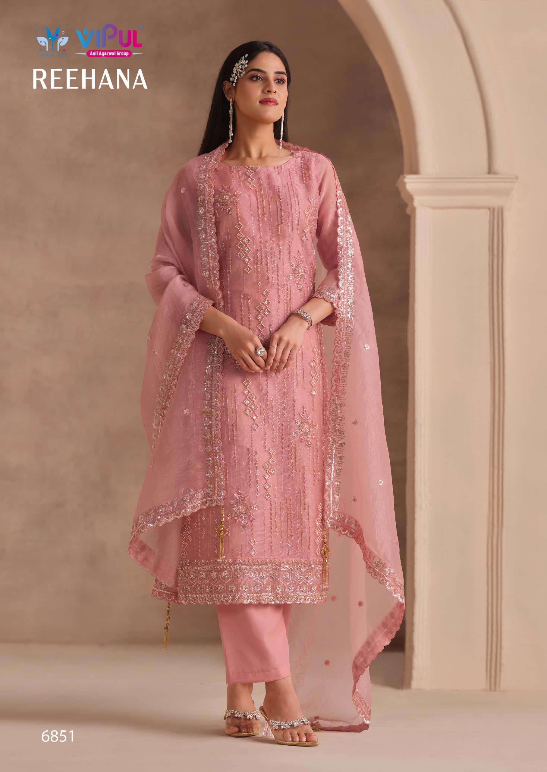 Vipul Fashion Reehana Dolomite Organza Designer Dress Material