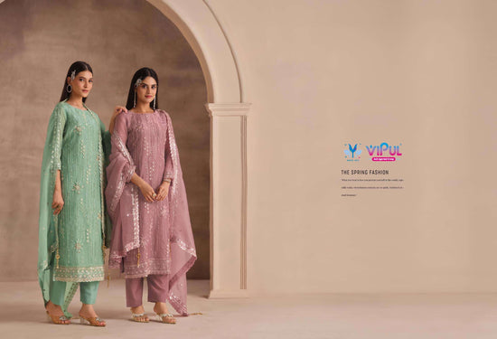Vipul Fashion Reehana Dolomite Organza Designer Dress Material