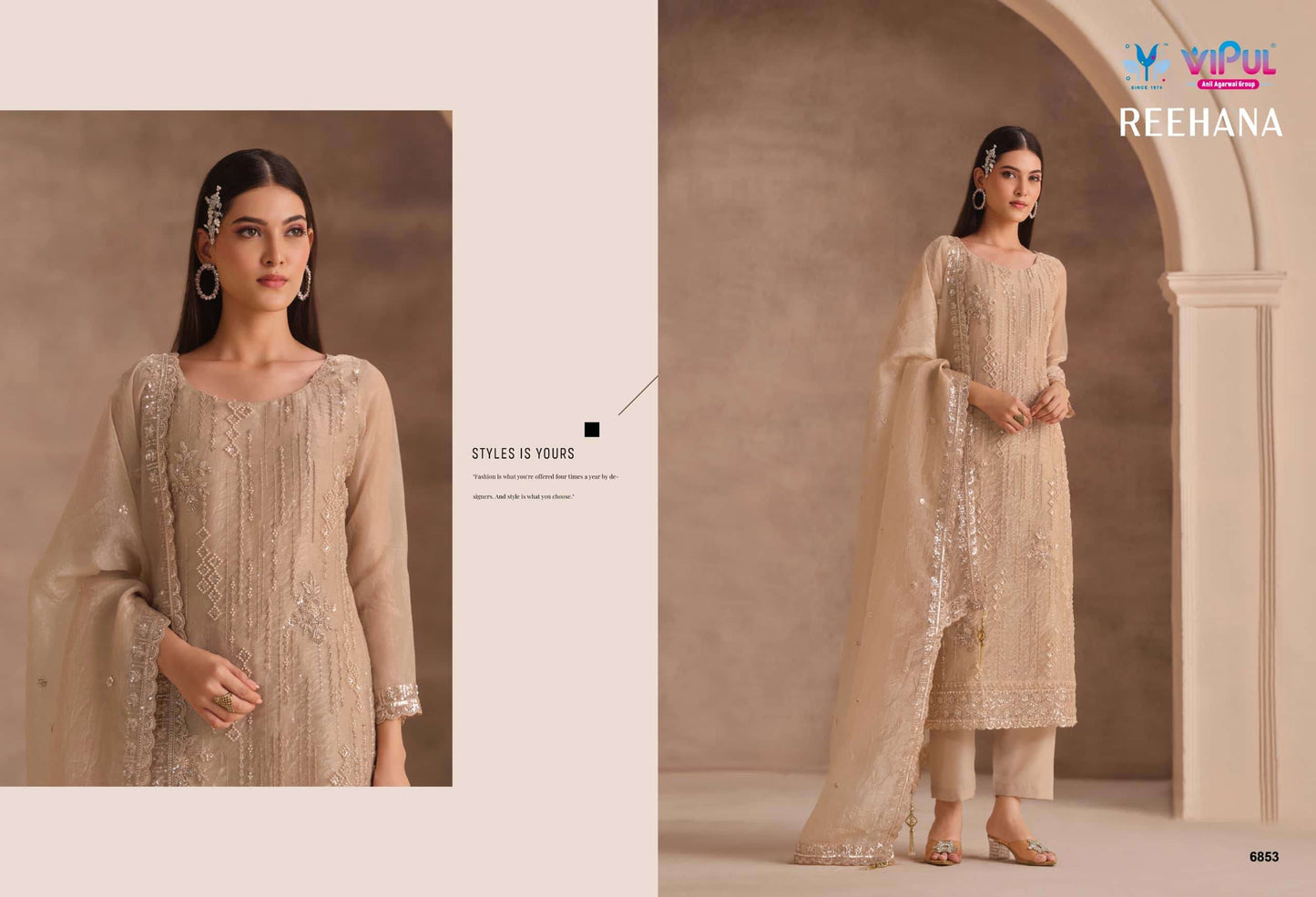 Vipul Fashion Reehana Dolomite Organza Designer Dress Material