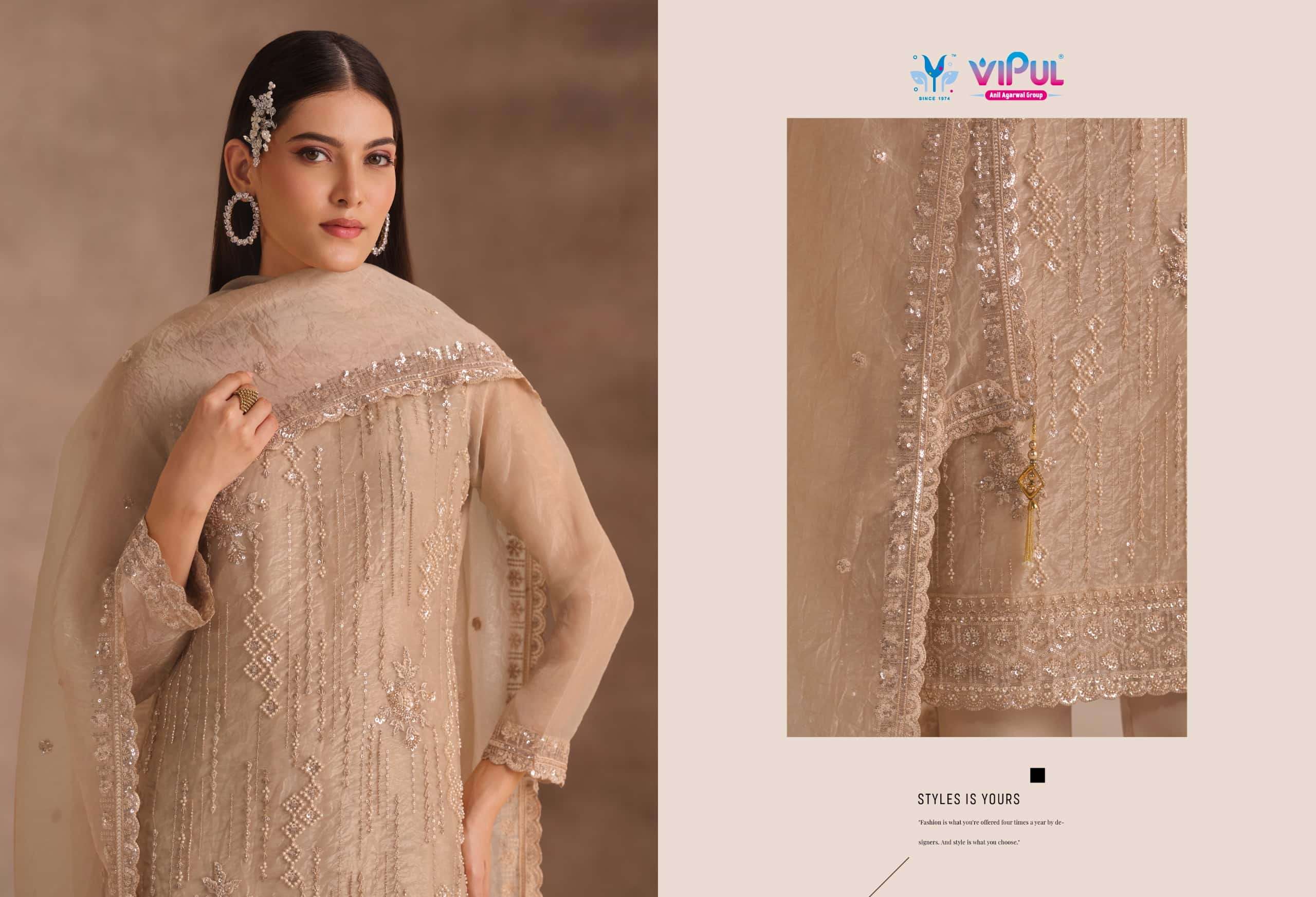 Vipul Fashion Reehana Dolomite Organza Designer Dress Material
