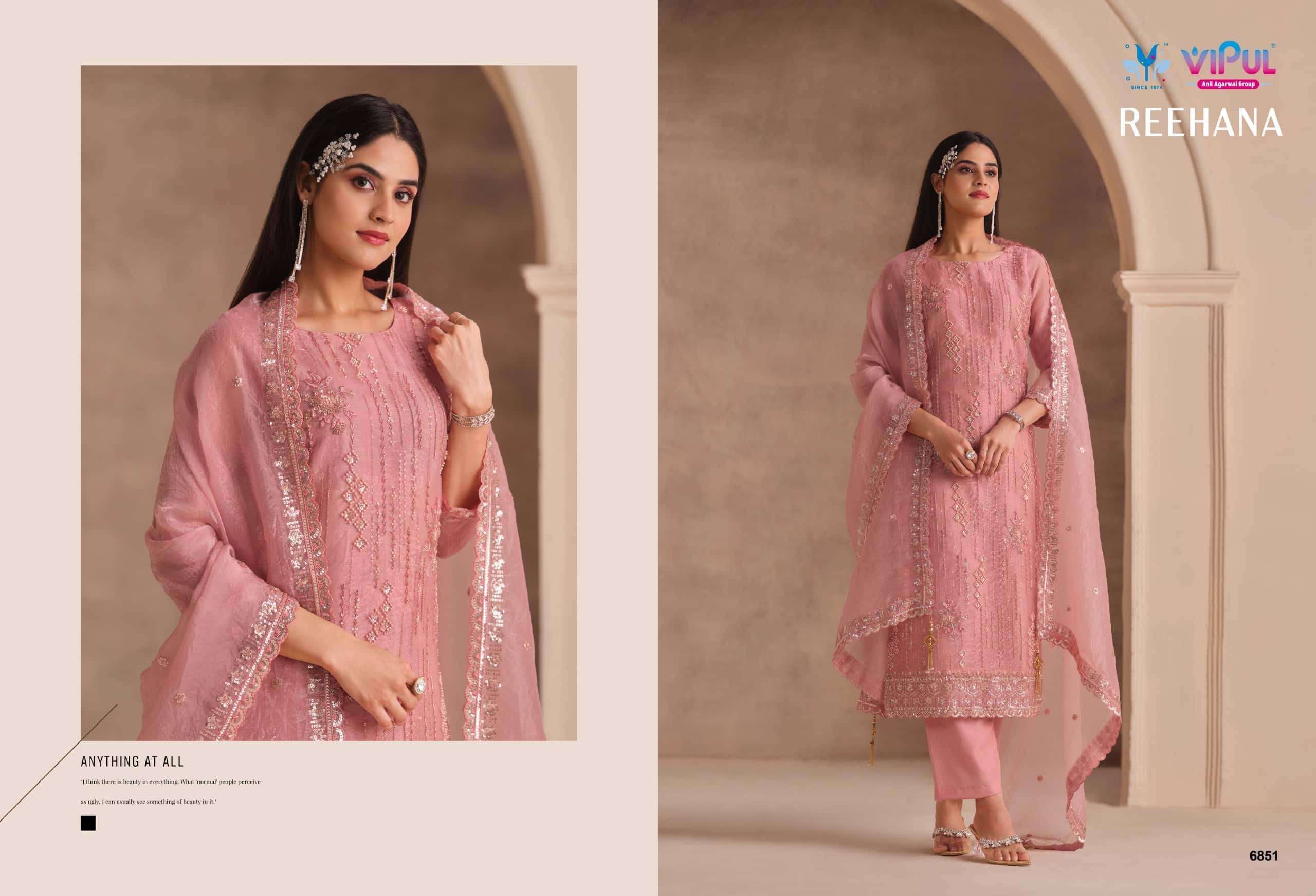 Vipul Fashion Reehana Dolomite Organza Designer Dress Material