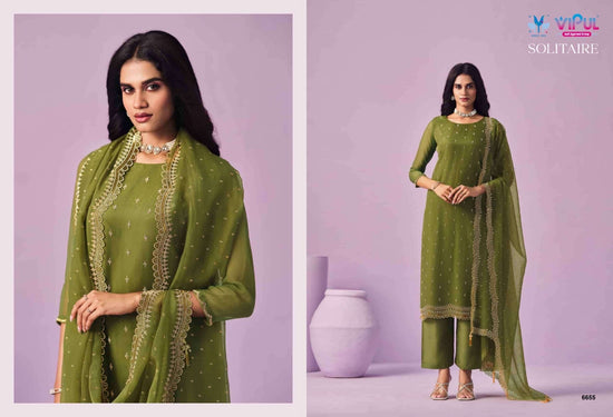 Vipul Fashion Solitaire Gold Crinkle Chiffon Designer Dress Material - Amrah Wholesale