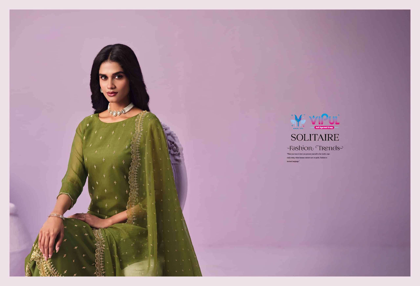 Vipul Fashion Solitaire Gold Crinkle Chiffon Designer Dress Material