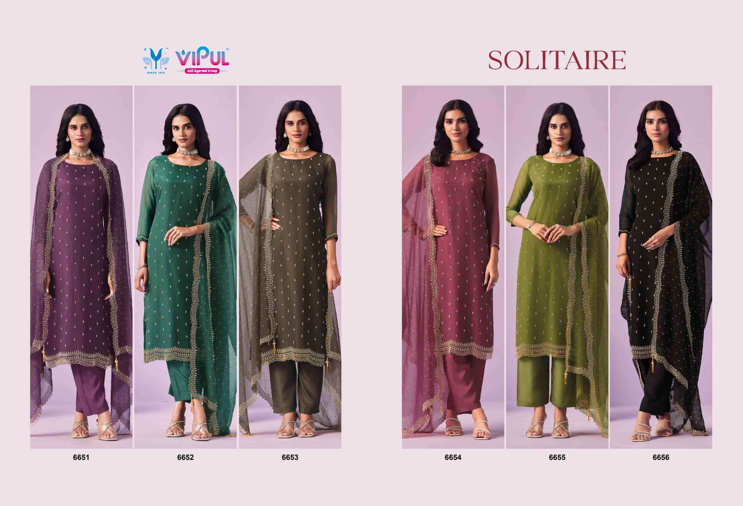 Vipul Fashion Solitaire Gold Crinkle Chiffon Designer Dress Material