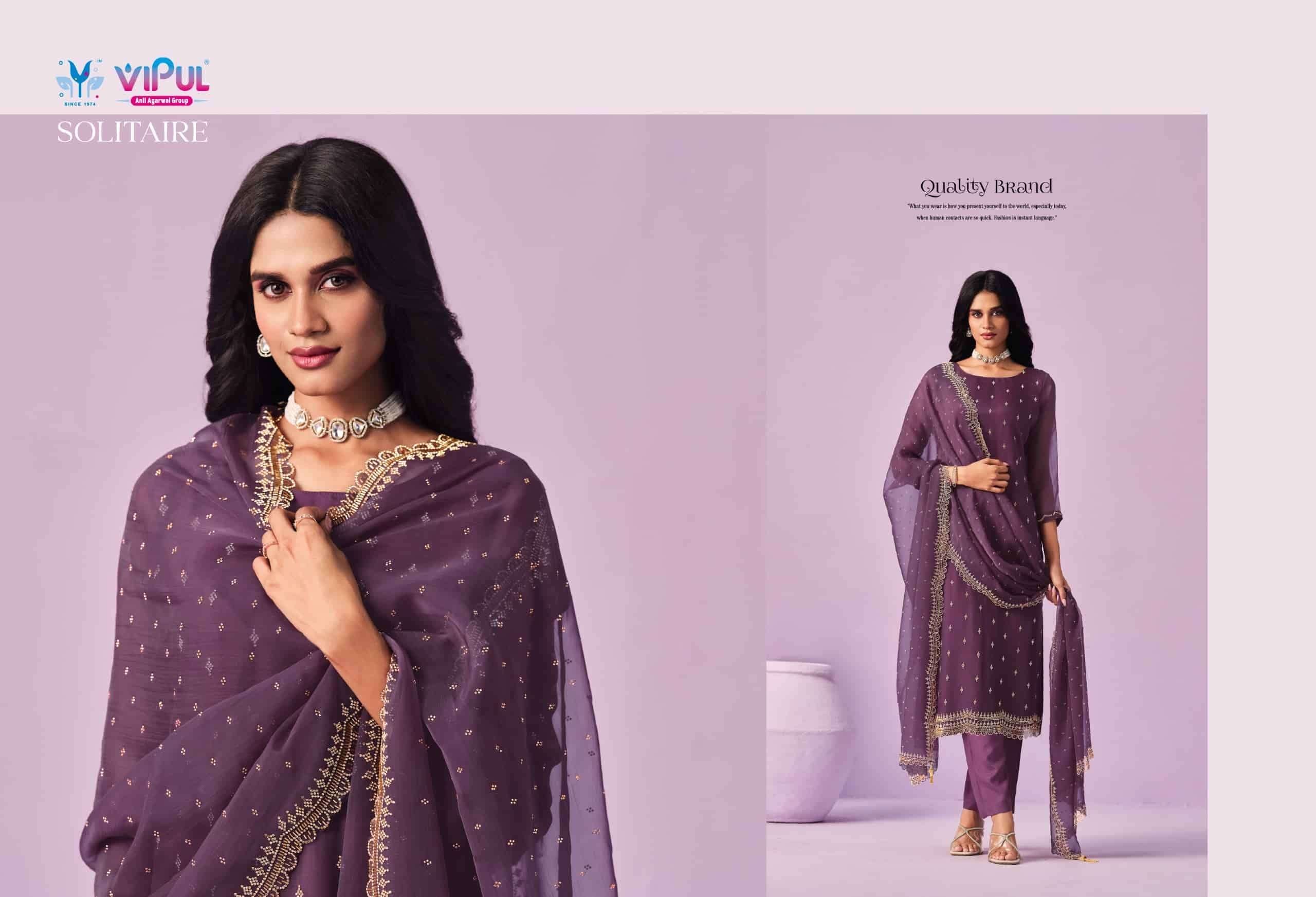 Vipul Fashion Solitaire Gold Crinkle Chiffon Designer Dress Material