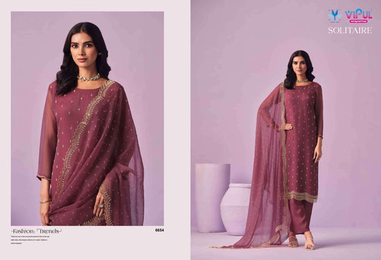 Vipul Fashion Solitaire Gold Crinkle Chiffon Designer Dress Material