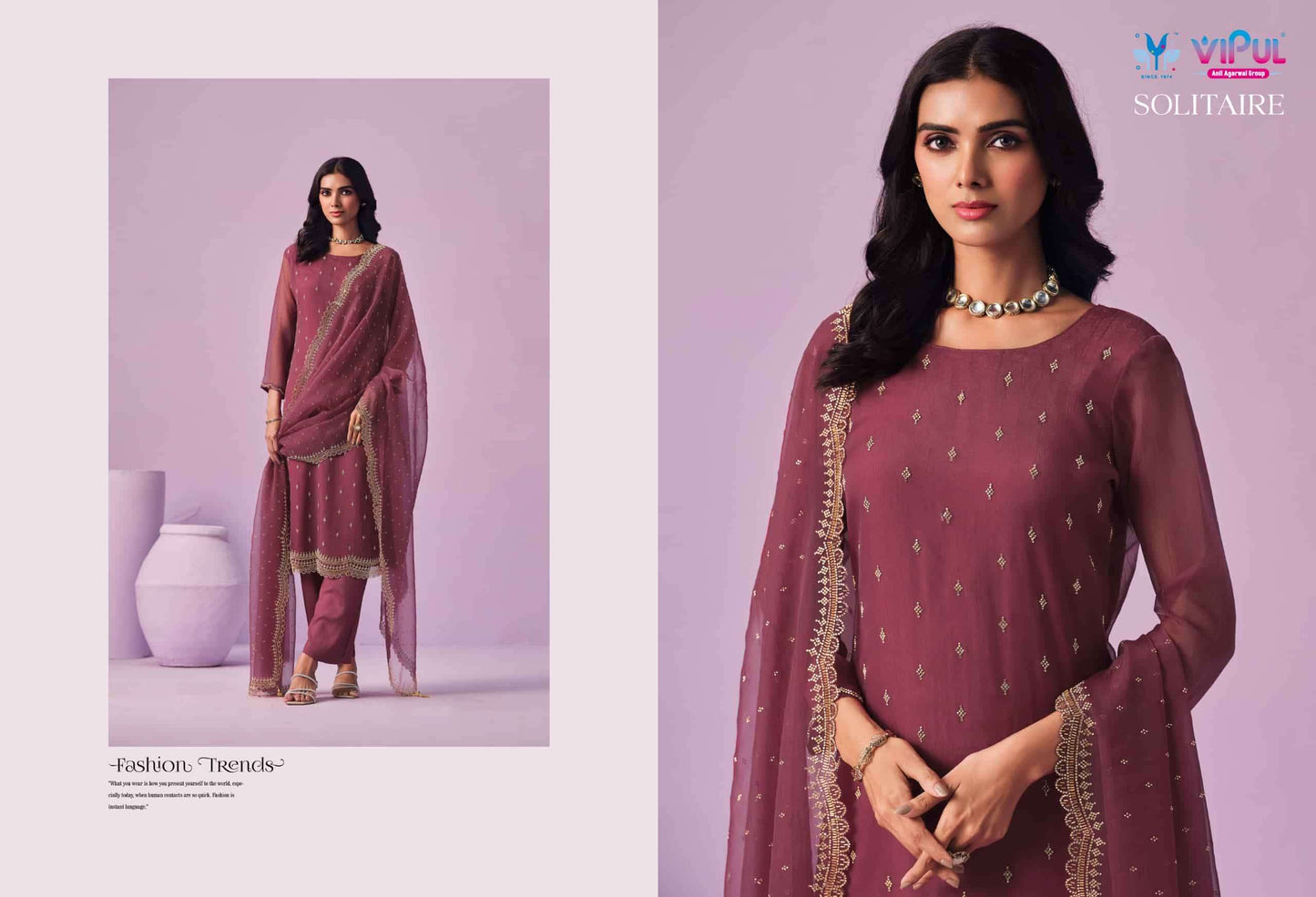Vipul Fashion Solitaire Gold Crinkle Chiffon Designer Dress Material