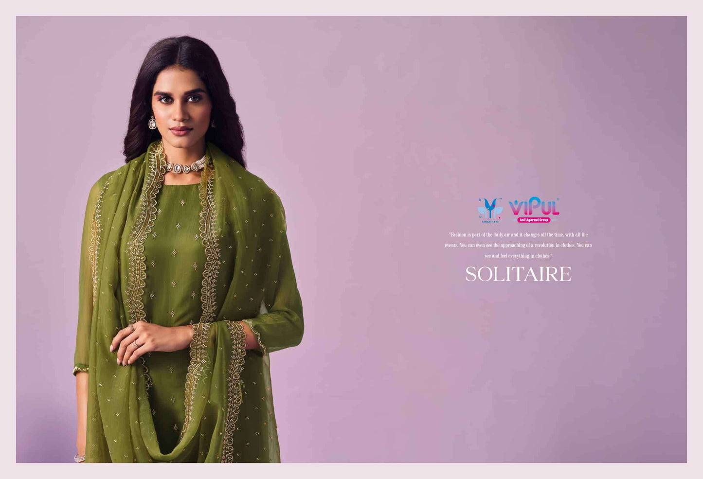 Vipul Fashion Solitaire Gold Crinkle Chiffon Designer Dress Material
