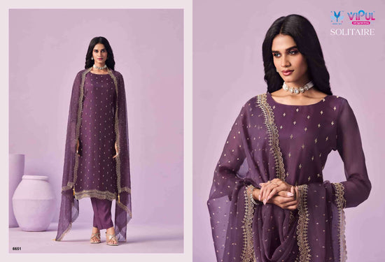 Vipul Fashion Solitaire Gold Crinkle Chiffon Designer Dress Material