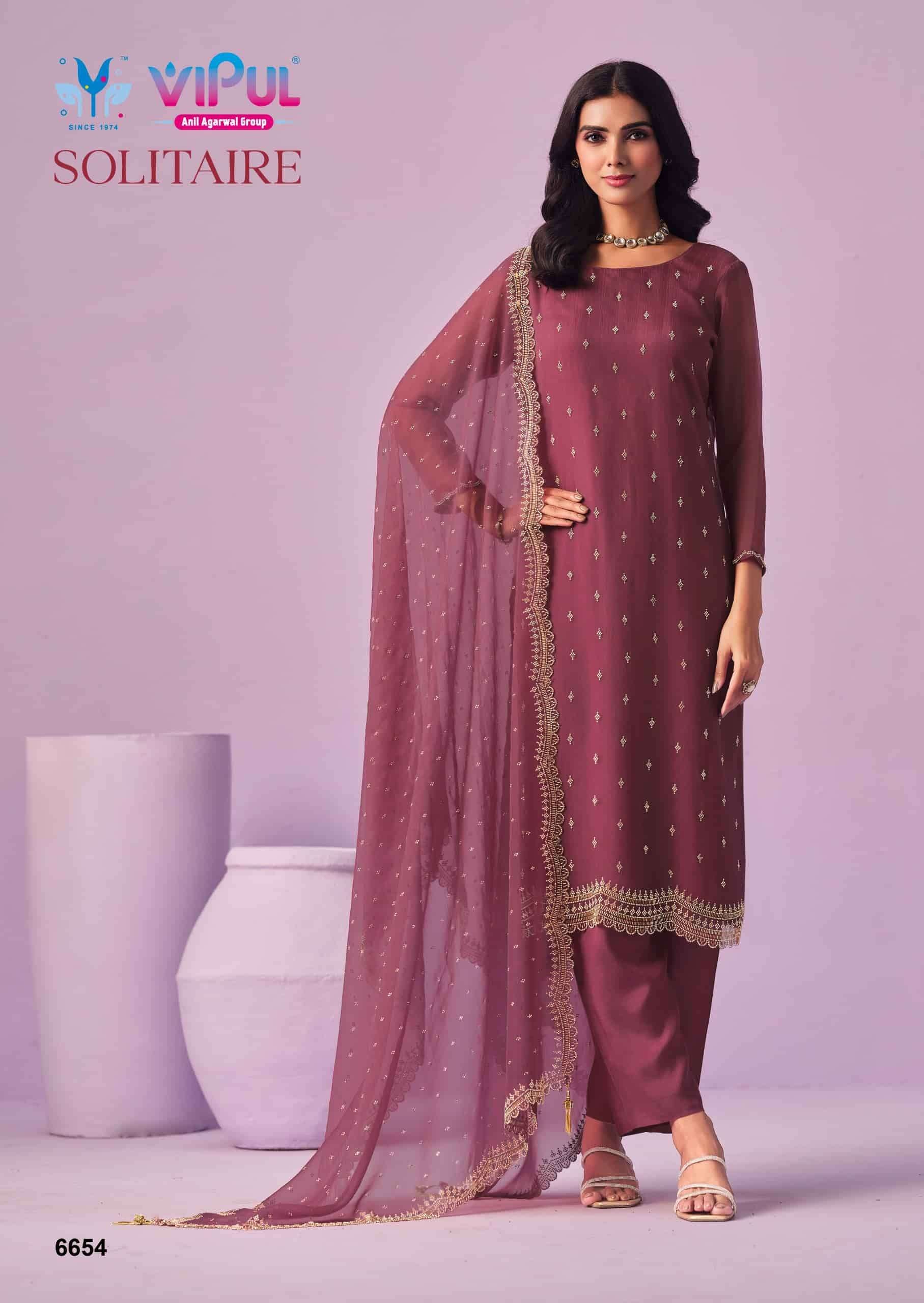 Vipul Fashion Solitaire Gold Crinkle Chiffon Designer Dress Material