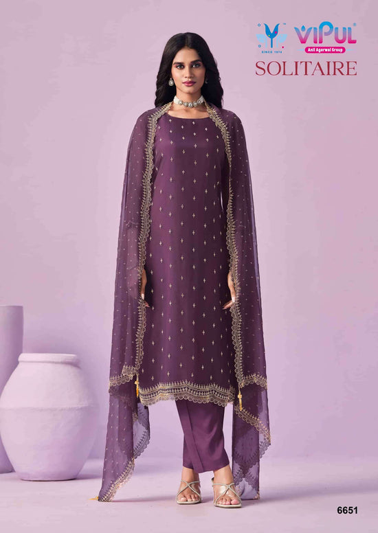 Vipul Fashion Solitaire Gold Crinkle Chiffon Designer Dress Material