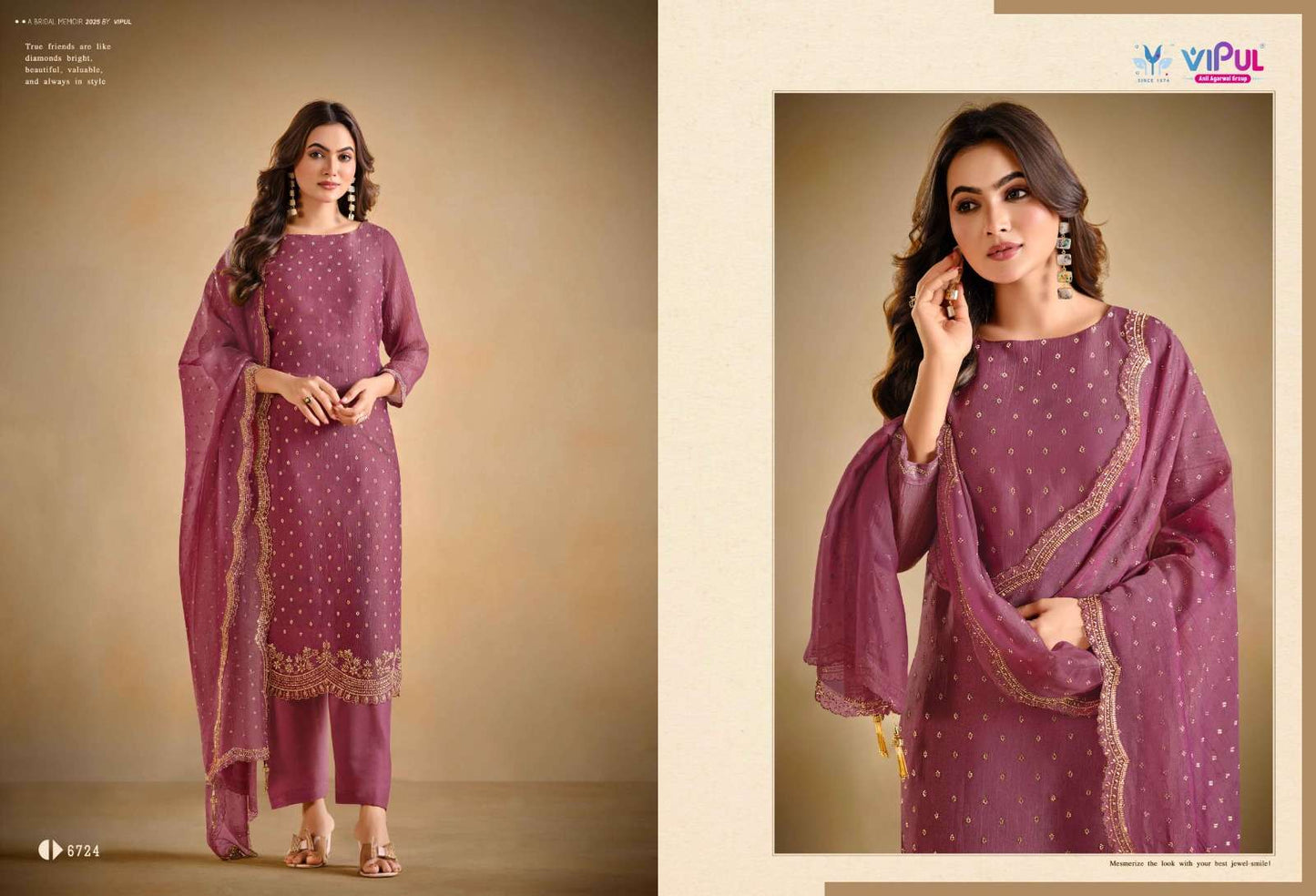 Vipul Fashion Solitaire Vol 3 Gold Windy Designer Dress Material