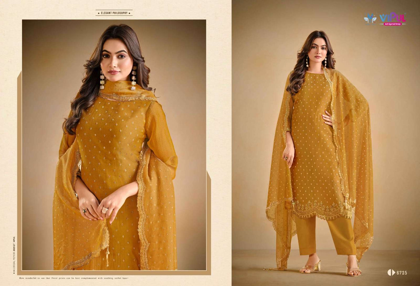 Vipul Fashion Solitaire Vol 3 Gold Windy Designer Dress Material