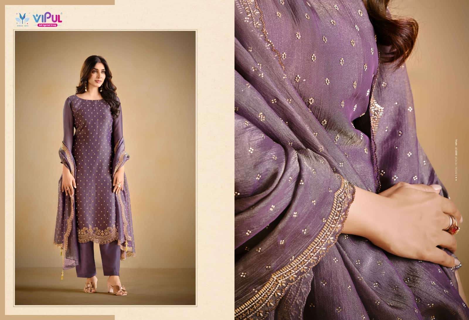 Vipul Fashion Solitaire Vol 3 Gold Windy Designer Dress Material