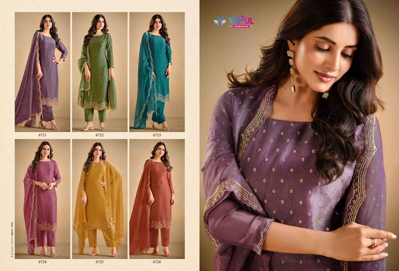 Vipul Fashion Solitaire Vol 3 Gold Windy Designer Dress Material