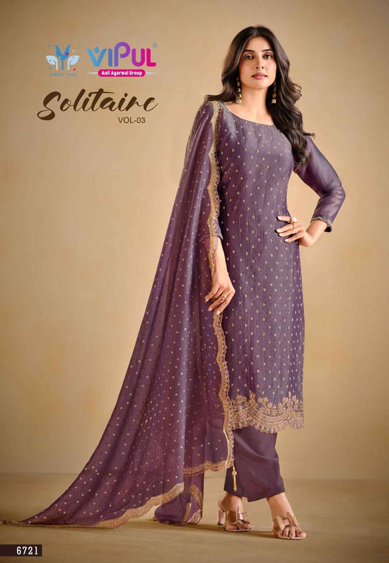 Vipul Fashion Solitaire Vol 3 Gold Windy Designer Dress Material