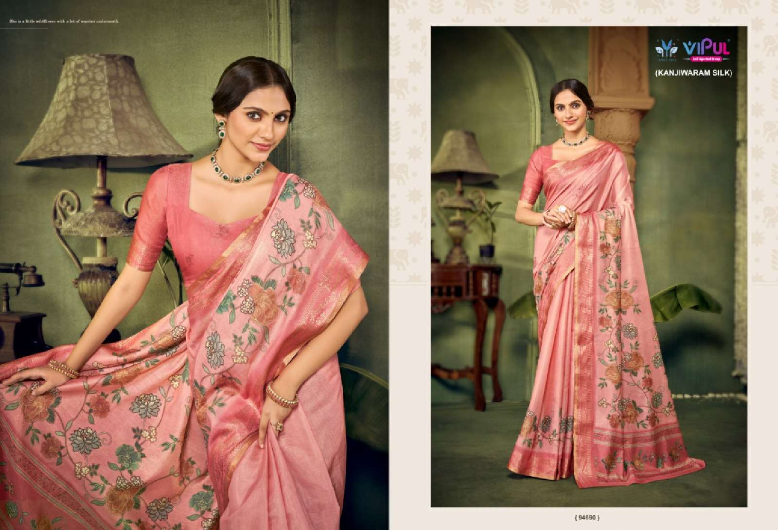 Vipul Fashion Vanilla Printed Kanjivaram Silk Saree Collection
