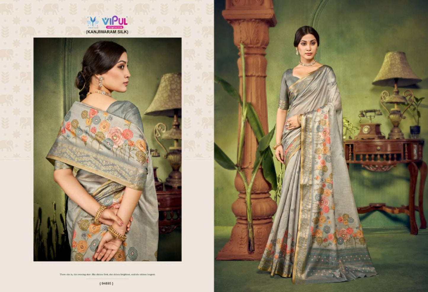 Vipul Fashion Vanilla Printed Kanjivaram Silk Saree Collection