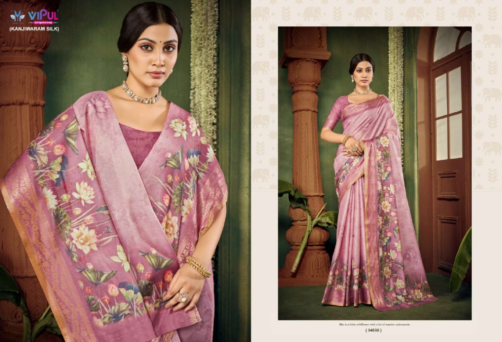 Vipul Fashion Vanilla Printed Kanjivaram Silk Saree Collection