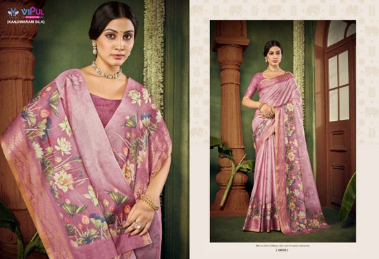 Vipul Fashion Vanilla Printed Kanjivaram Silk Saree Collection