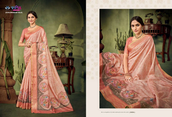 Vipul Fashion Vanilla Printed Kanjivaram Silk Saree Collection
