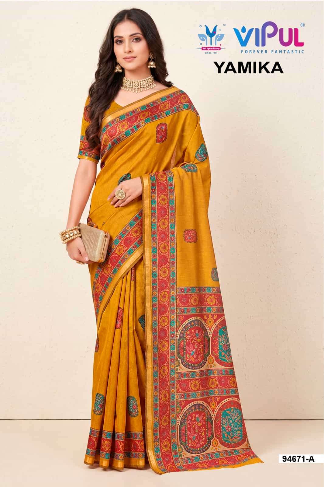 Vipul Fashion Yamika Pure Mal Cotton Saree - Amrah Wholesale