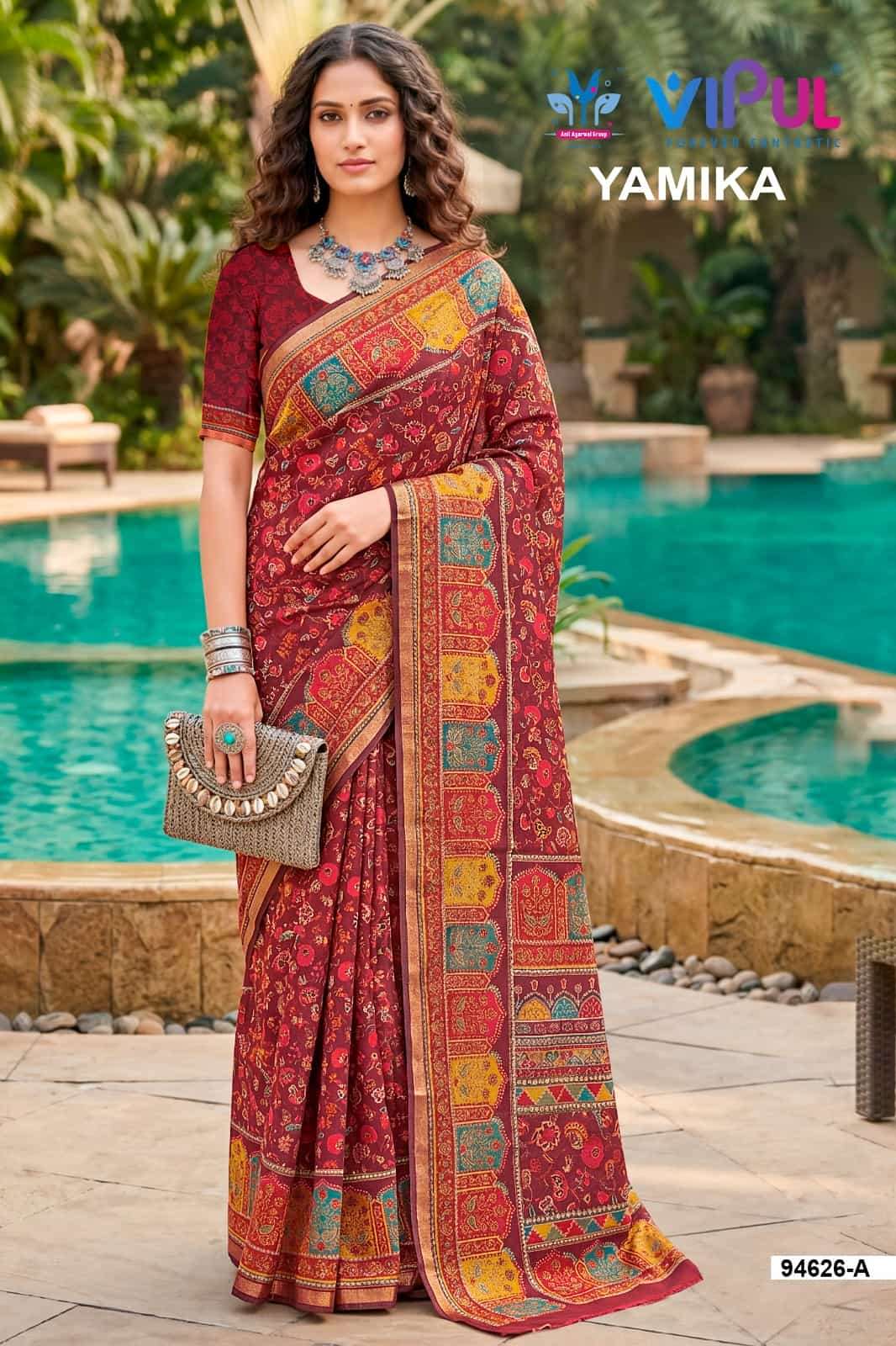Vipul Fashion Yamika Pure Mal Cotton Saree - Amrah Wholesale