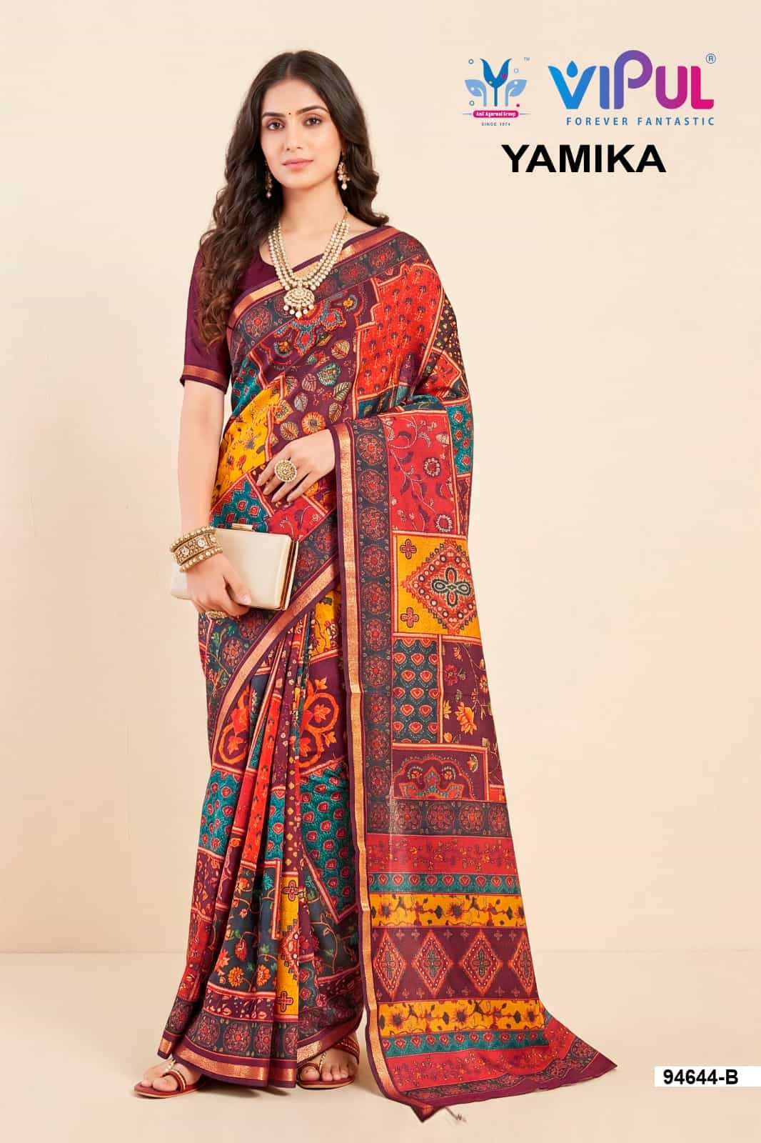 Vipul Fashion Yamika Pure Mal Cotton Saree - Amrah Wholesale