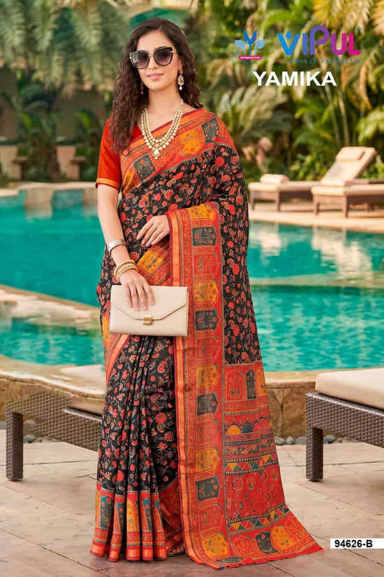 Vipul Fashion Yamika Pure Mal Cotton Saree - Amrah Wholesale