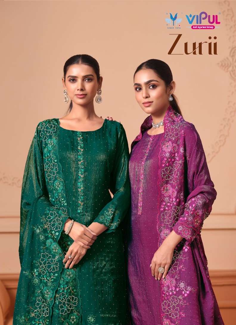 Vipul Fashion Zurri Martin Gold Designer Unstitched Dress Material