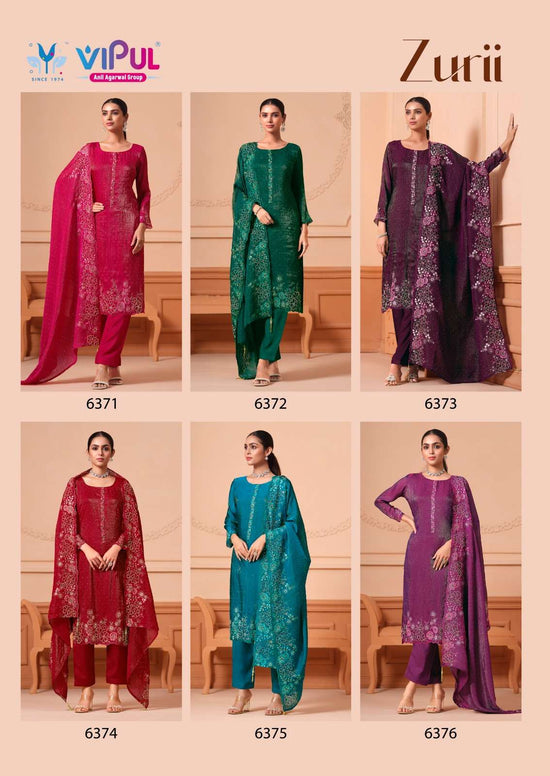 Vipul Fashion Zurri Martin Gold Designer Unstitched Dress Material